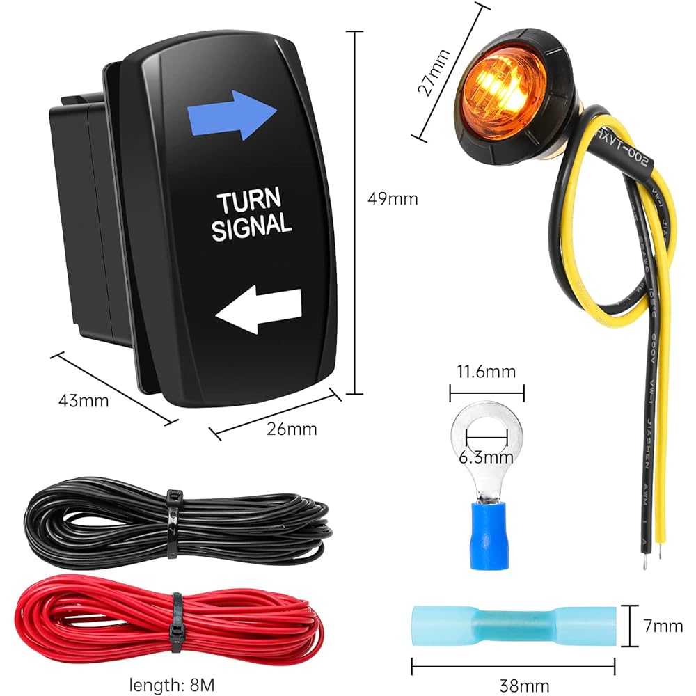 UTV Turn Signal Kit with Turn Signal Rocker Switch ATV Street Legal Kit Compatible with Polaris RZR Ranger Turbo Can-am (Blue Backlight)