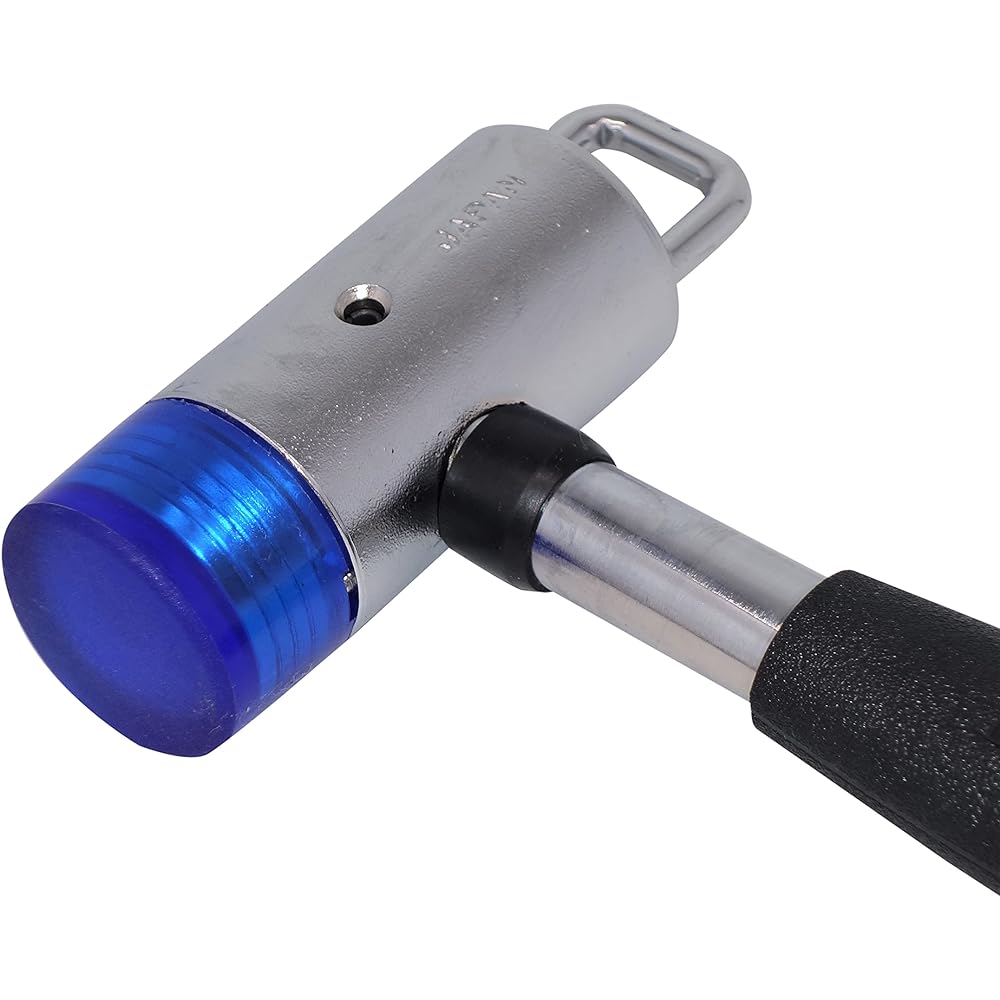 KAKUI Silent Scaffolding Hammer with Safety Ring (Carabiner Tool Holder One-Touch Detachable Type) Hammer Head Φ38mm P-38 Silver, Black, Blue