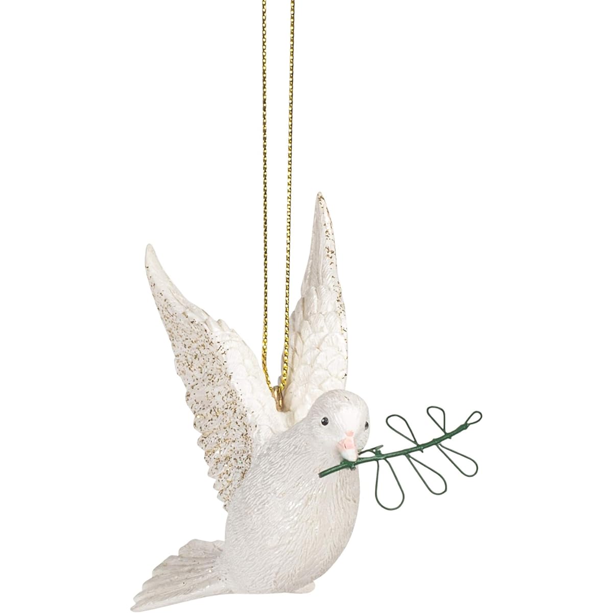Roman 133664 Dove Olive Branch Ornament 3" White