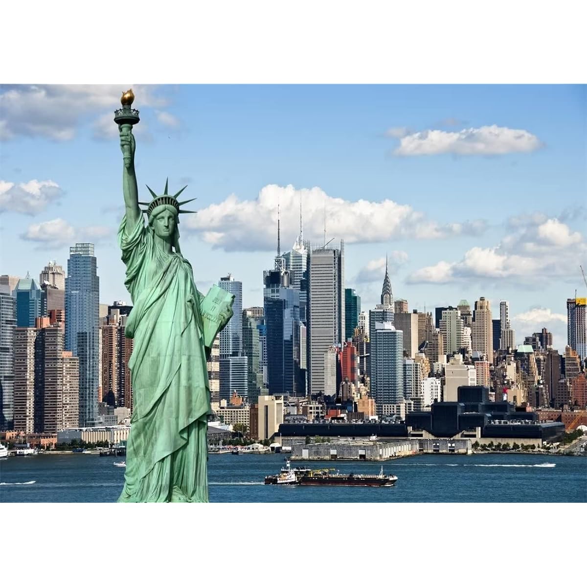 CORFOTO Fabric 10x6.6ft Statue of Liberty Backdrop NYC Theme Party Decorations New York City Party Banner NYC Photo Background America Cityscape Wallpaper Wedding Party Decoration for Photo Shoot