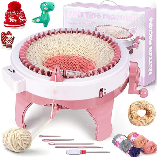 FIAYIGIL 48 Needles Knitting Machine Smart Weaving Loom Knitting Board Rotating Double Knitting Loom Machine Round Knitting Machine with Counter DIY for Adults and Kids (48 Needles)