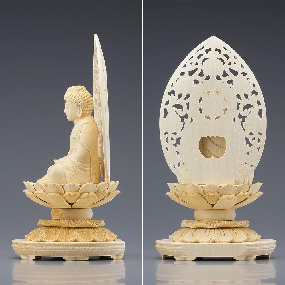 Buddhist altar shop Takita Shoten Buddhist statue Supervised by the great Buddhist master "Hokarikodo" Shaka Nyorai (Soto sect/Rinzai sect) White wooden 2.5 inch round pedestal (height 22 cm x width 12 cm) ◆Principal Buddha statue for Buddhist altar, woo