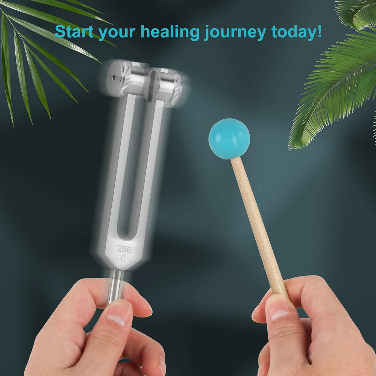 The7boX Tuning Fork Sound Healing Therapy Tool Set of 6 128HZ, 256HZ, 512HZ, 1024HZ, 2048HZ, 4096HZ Aluminum Alloy Tuning Fork Chakra Set for Sound Therapy Weighted Tuning Fork Perfect for Meditation