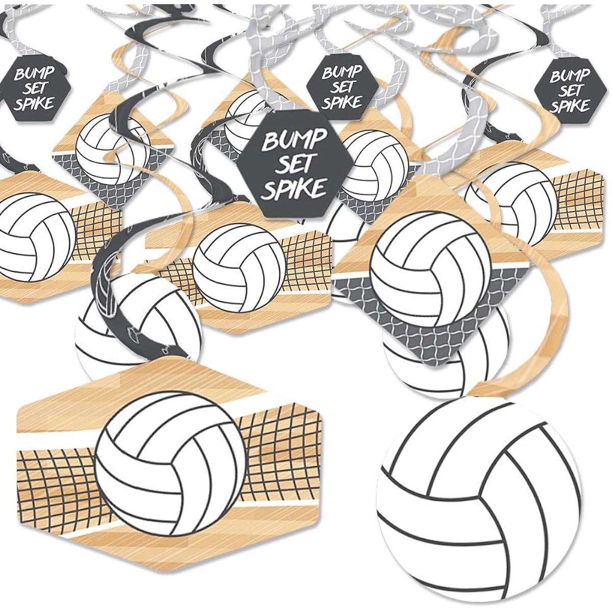 Bump Set Spike Volleyball Baby Shower or Birthday Party Hanging Decorations Party Decor Swirls Set of 40