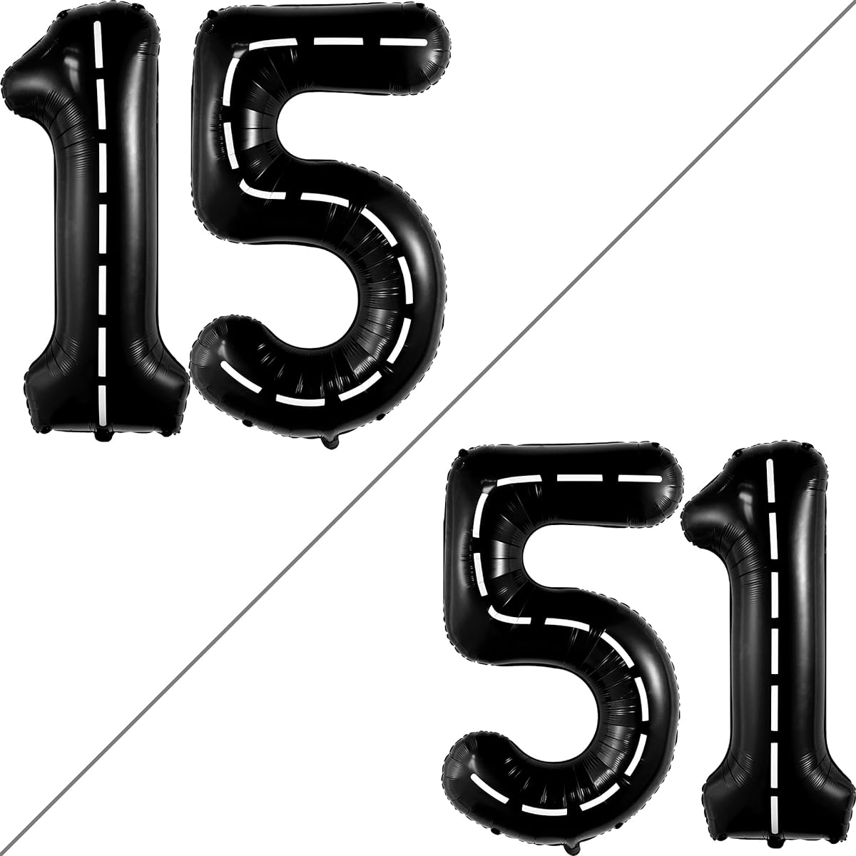 KatchOn, Gaint Race Car Number 15 Balloons - 40 Inch | Black 15th Birthday Balloons | 15th Birthday Decorations | For 15th Birthday Decorations | 15th Birthday Decorations | Number 15 Balloons