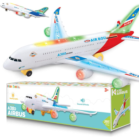 Airbus A380 Jet Plane Replica Self-driving & Colorful Lights! Bump And Go Electric Air Bou A380