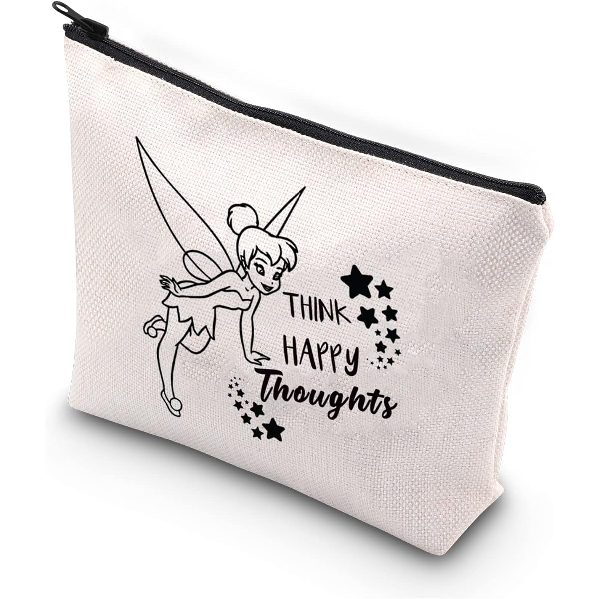 BDPWSS Fairy Tales Makeup Bag Girls Think Happy Thoughts Cosmetic Makeup Bag Friends Sisters Inspirational Gift, Think Happy Thoughts