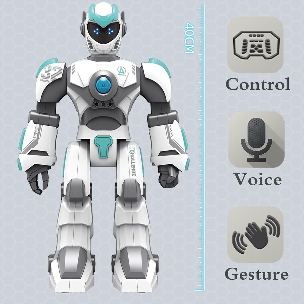 Robot Toys for Kids 6-8 Giant Robot Toy with 10 Sports Cones Smart Remote Control Robot Auto Demoable Dance Music Story Poem Kids Toys Gifts for 6 7 8 Year Old Boys (White)