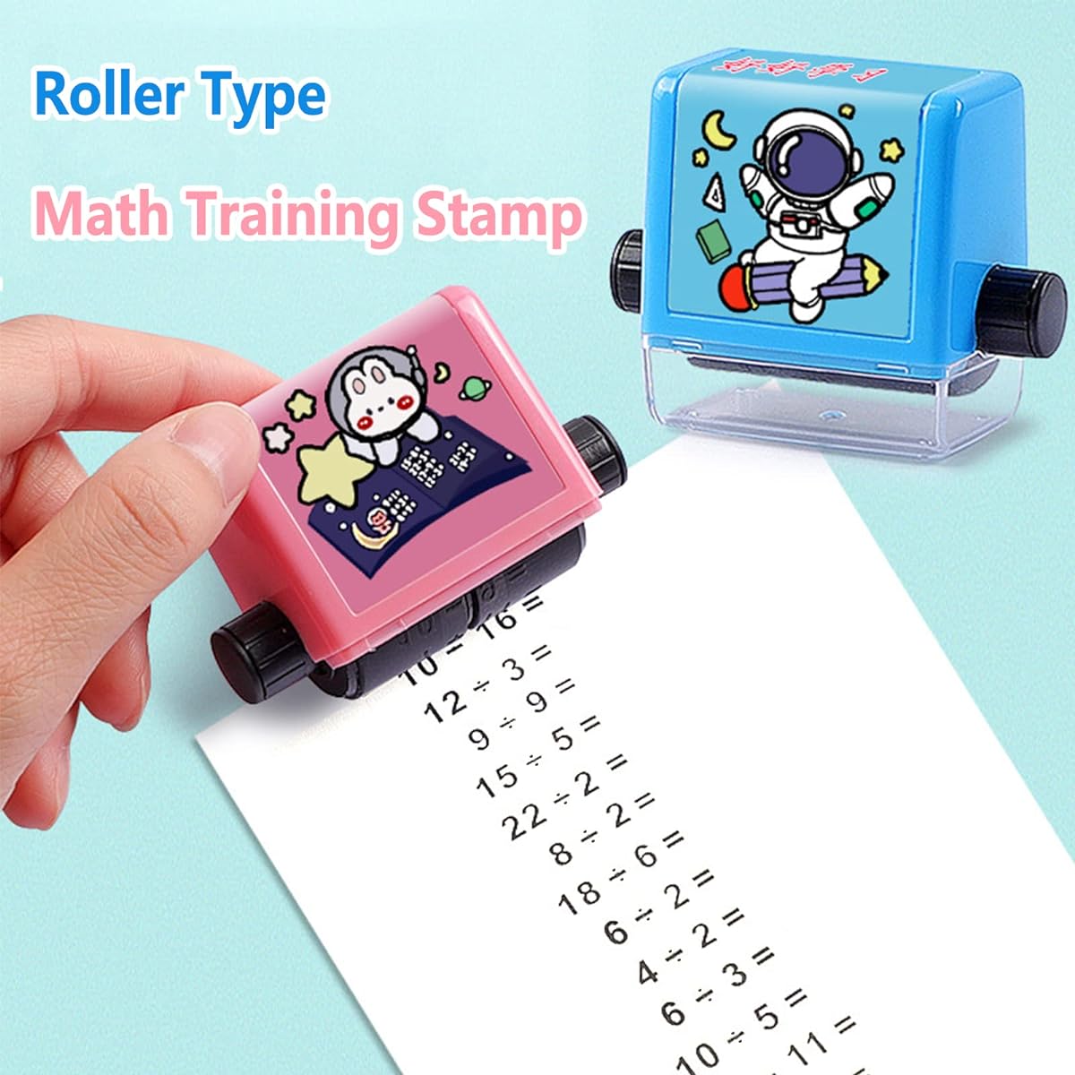 4pcs Smart Math Roller Stamps Teaching Stamps for Kids Math Practice Stamps Addition Subtraction Multiplication Division Math Learning Stamps within 100 for Preschool/Classroom Supplies