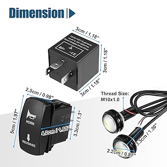 Motoforti Universal Street Legal Kit Turn Signal Light Rocker Switch Flasher Relay Fuse Line LED Light for Polaris RZR ATV UTV Turn Signal Kit