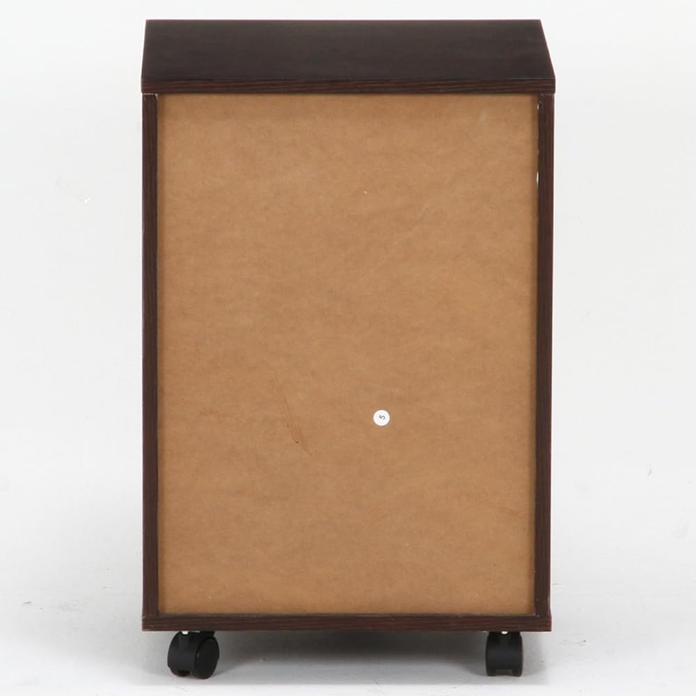 Fuji Boeki Side Chest in Cabinet 3 Tiers Width 40 x Depth 40 x Height 60 cm Dark Brown Wood Grain with Casters Plain 13525