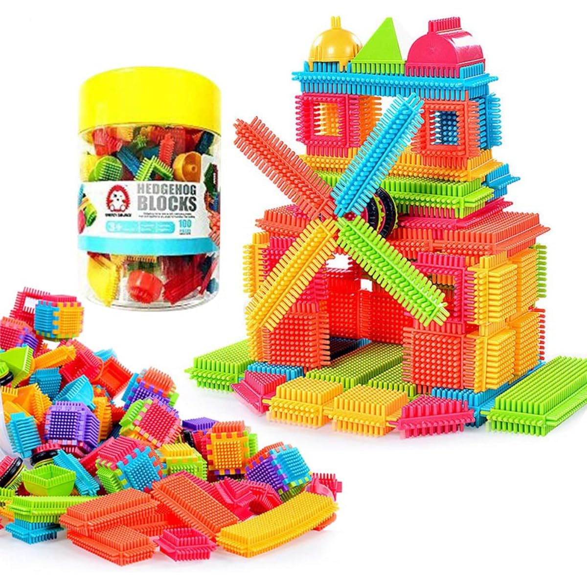 Teytoy 100pcs Bristle Shape Building Blocks Toy Set for Toddlers and Kids