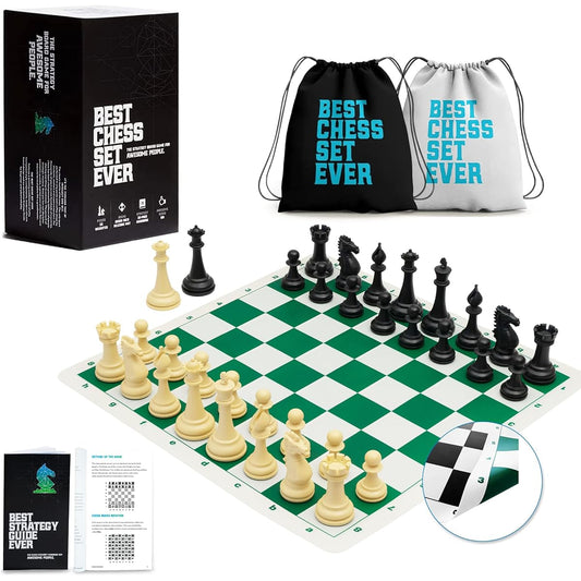 Quadruple Weight Tournament Natural Chess Set with Black Board