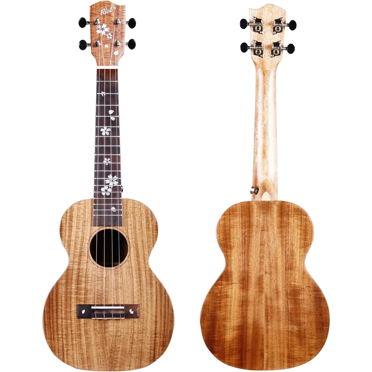 Riobo Ukulele 23 Inch Professional Musical Instrument Tenor Ukulele Concert Sakura Sakura Hawaii Ukulele Matte Finish Accessories: Ukulele Case, Strap, Capo, Tuner, Gig Bag (Concert / 23 Inch)