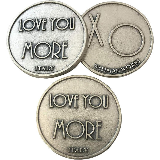 Set of 10 Love You More XO Pocket Tokens 1 1/4 inch