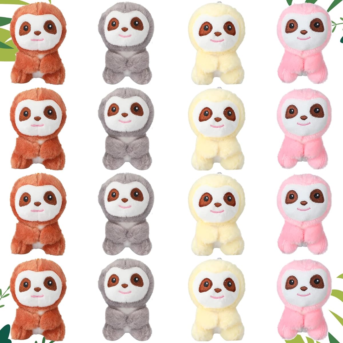 16pcs Mini Sloth Plush Toy Sloth Birthday Party Supplies 4 Inch Small Stuffed Sloth Stuffed Toy Baby Shower Sloth Gift Soft Cute Zoo Animal Toy Jungle Safari Party Favor Prize 4 Colors