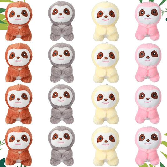 16pcs Mini Sloth Plush Toy Sloth Birthday Party Supplies 4 Inch Small Stuffed Sloth Stuffed Toy Baby Shower Sloth Gift Soft Cute Zoo Animal Toy Jungle Safari Party Favor Prize 4 Colors