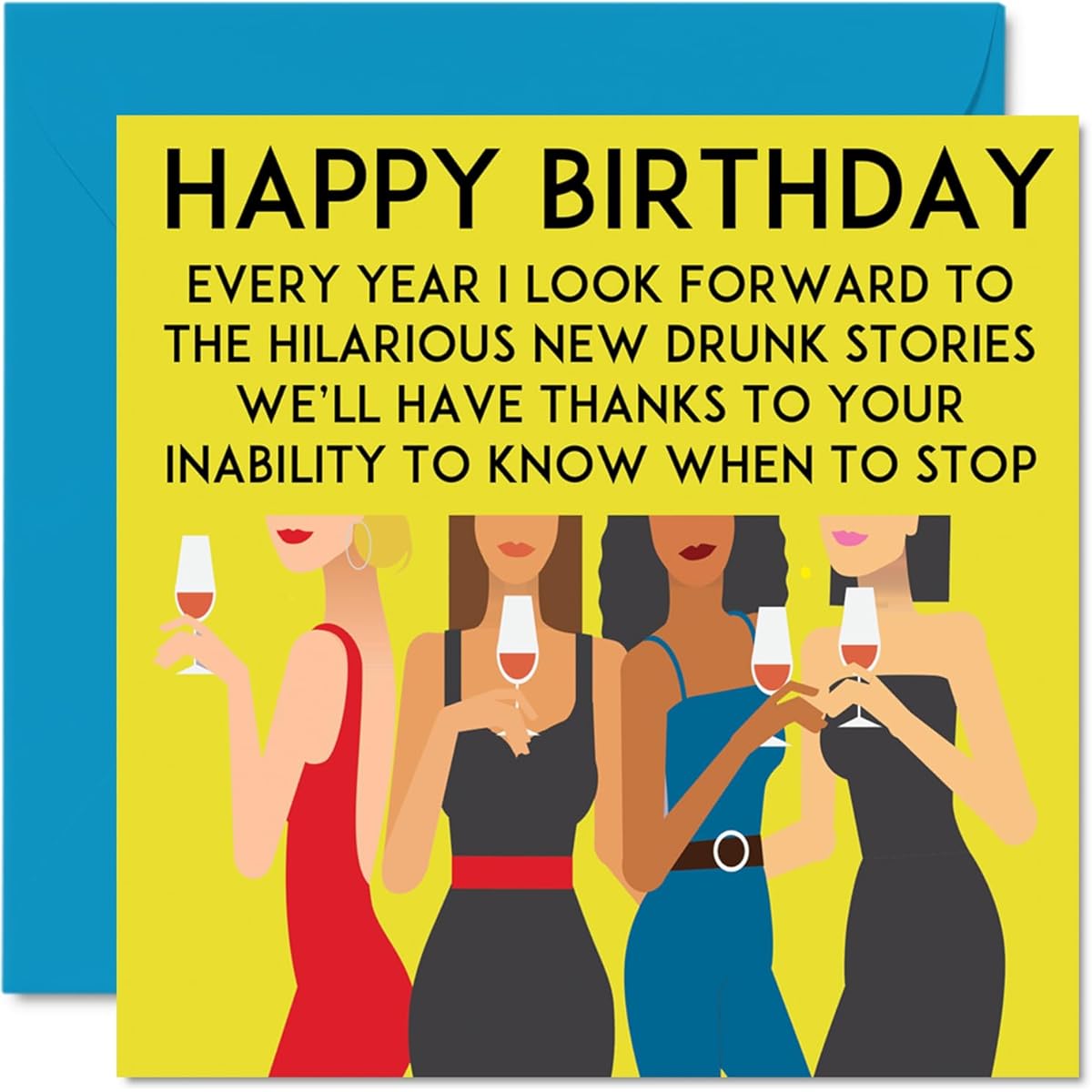 Funny Birthday Cards for Women - Time At The Bar - Happy Birthday Cards for Coworker, Best Friend, Cousin, Aunt, Sister, Grandmother, 5.7 x 5.7 Inch Joke Birthday Greeting Cards for Her