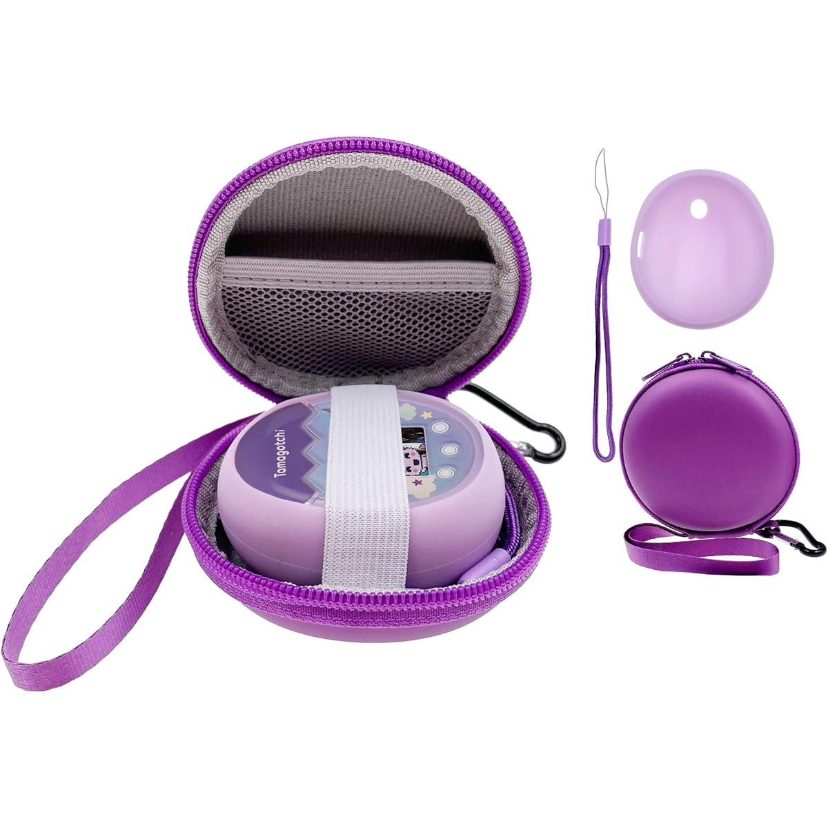 Xcivi Hard Carry Case and Silicone Cover for Tamagotchi Pix Virtual Interactive Pet Game Machine (Purple)