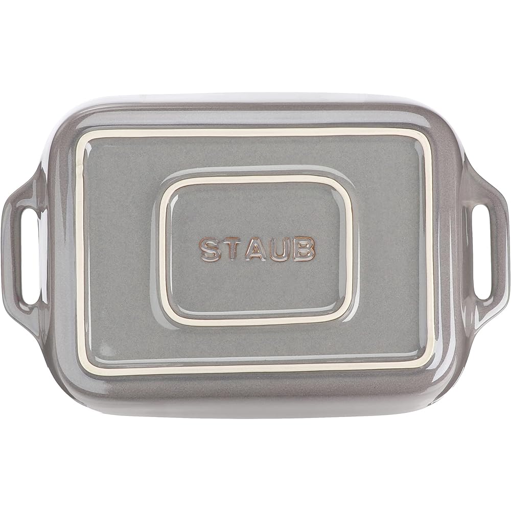 staub "Rectangular Dish Antique Gray 27 x 20cm" Ceramic Gratin Dish Oven Microwave Safe [Authorized Japanese Product] Dish 40511-884