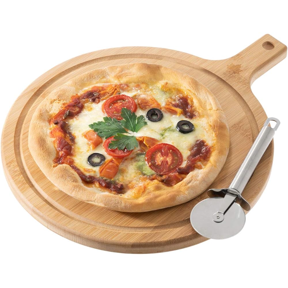 LOGOS Bamboo Patterned Circle Cutting Board 81280008 Beige (Approx.) Width 30 x Depth 38 x Height 2cm