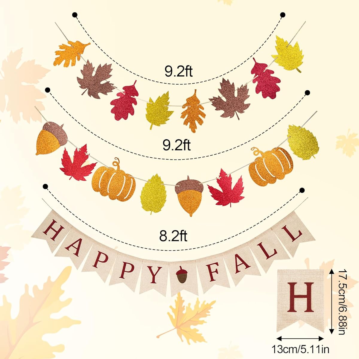 Happy Fall Pumpkin Burlap Banner Harvest Home Decor Pumpkin Maple Leaf Banner Bunting Garland Thanksgiving Day Party Decoration