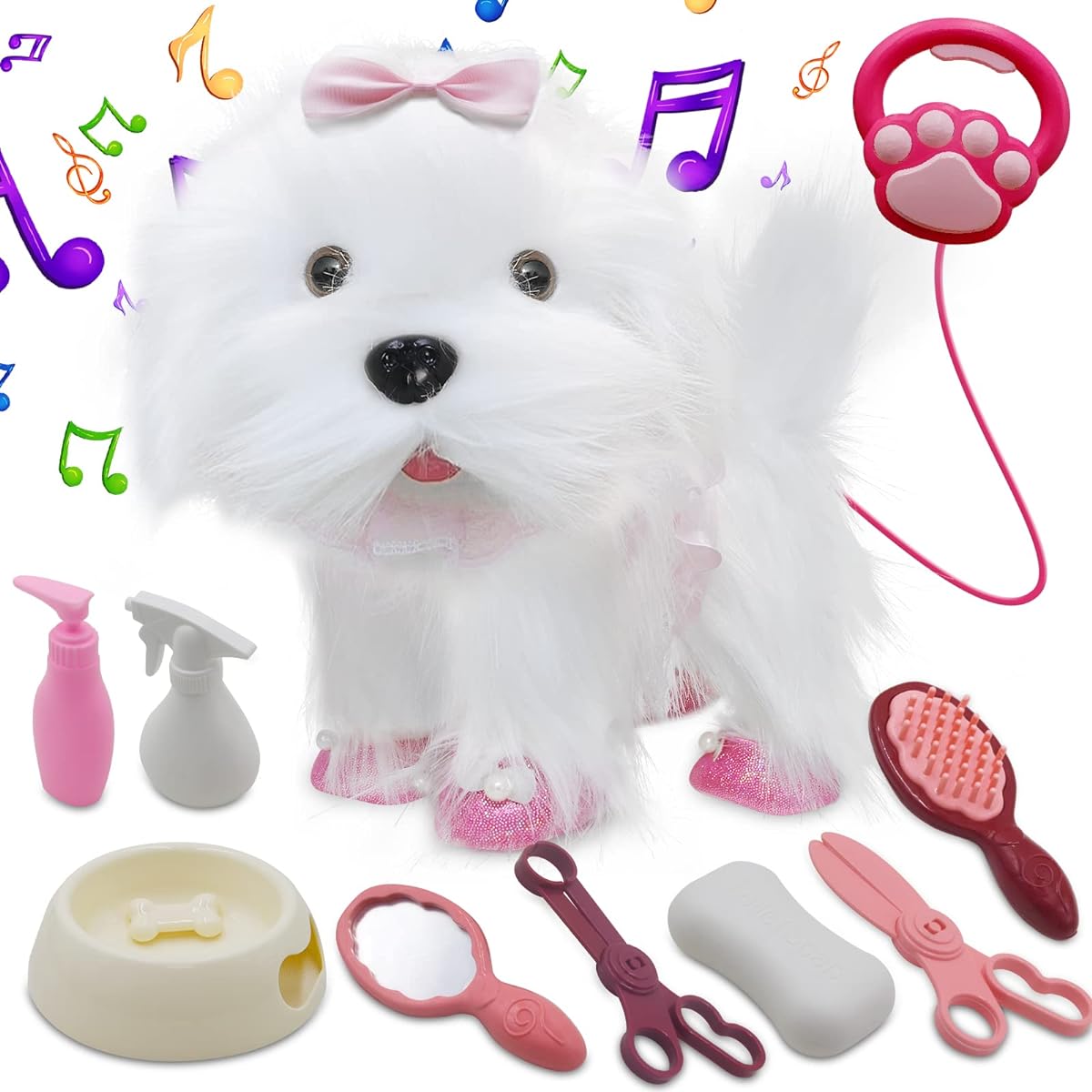 Jaydear Kids Toy Dog Walk and Bark Sing Tail Lick Repeat Age 2 3 4 5 Girls Toy Boys Toy White Puppy