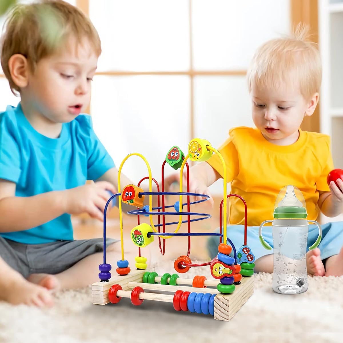Fajiabao Bead Maze Wooden Toy Roller Coaster Colorful Abacus for Kids Boys and Girls