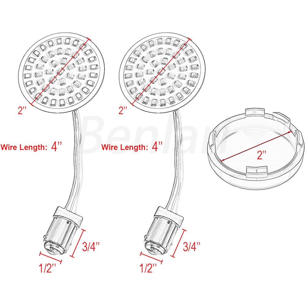 Benlari 2" 1157 Bullet Rear Front LED Turn Signal Light Kit with Smoked Lens Cover Compatible with Harley rTouring Dyna Softail Street Electra Glide Fatboy XL 2011-2017
