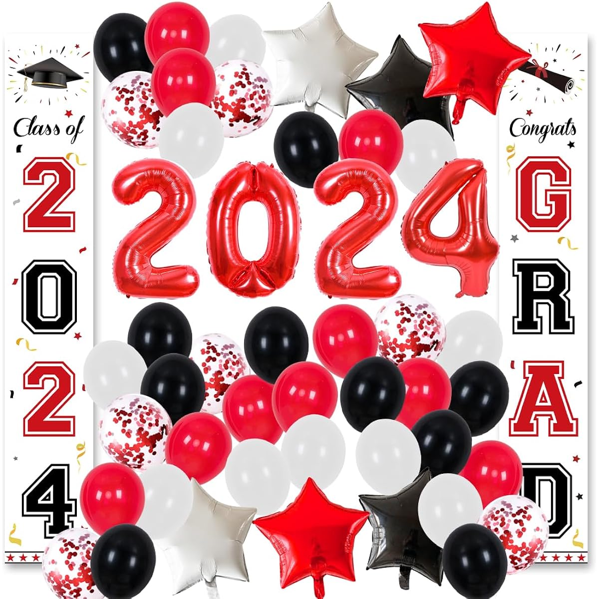 Graduation Decorations 2021 Red Black Graduation Party Supplies 2021 Red Black 2021 Graduation Party Decorations Graduation Party Supplies 2021 Graduation Party Decorations