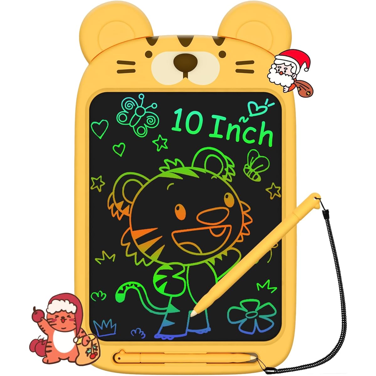 LOCVMIKY Toddler Toys 3 4 5 6 Years Old Boys Girls Gift LCD Writing Tablet 10 Inch Kids Toys Doodle Board Tiger Toy Drawing Pad 3 4 5 6 Years Old Boys Girls Birthday (Yellow)