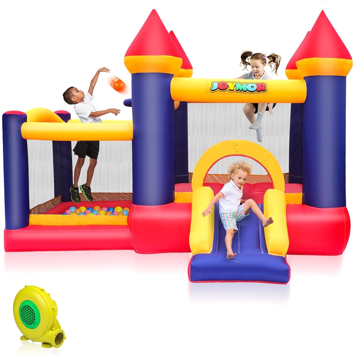 JOYMOR Bounce House for Little Kids Inflatable Bounce Castle Play Center with Air Blower Pump Jump'n Slide Bouncer (10' x 9')