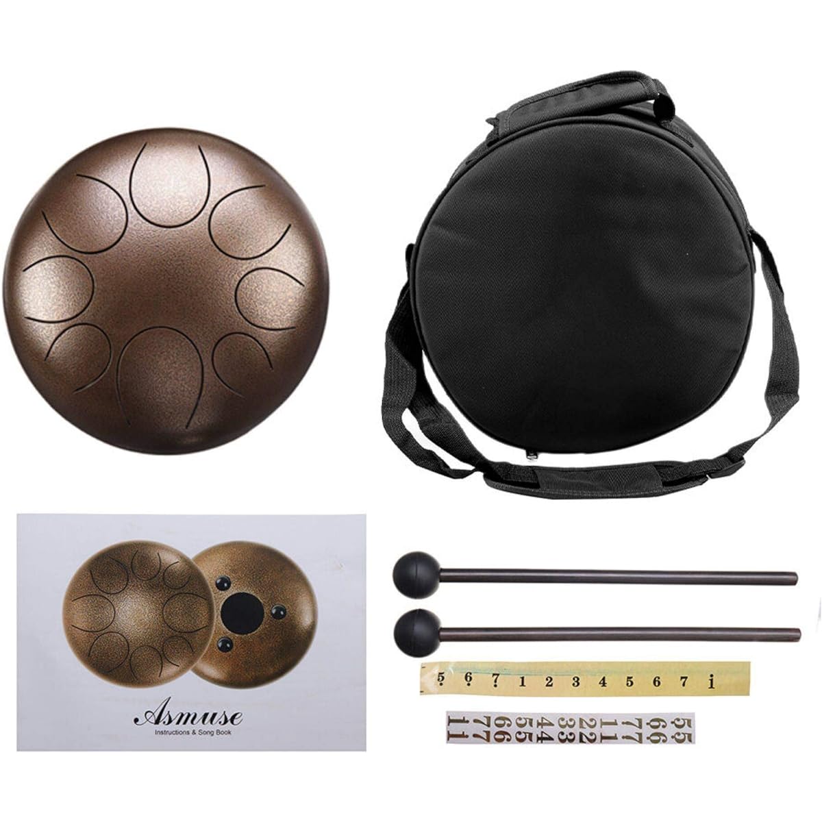 Tongue Drum Steel Tongue Drum 8 Notes 9 Inch Pan Drum Percussion Steel Drum Musical Instrument with Mallets Suitable for Various Activities