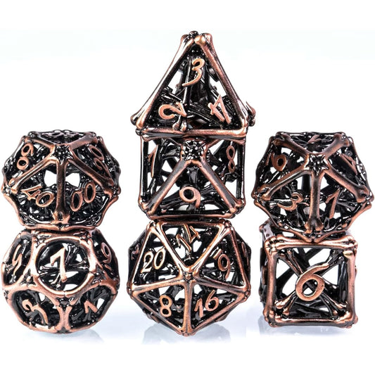 UDIXI Metal Dice with Dice Box, 7pcs DND Dice Set, Bone Design Polyhedral D&D Dice for Role Playing Games MTG Pathfinder (Bone Bronze)