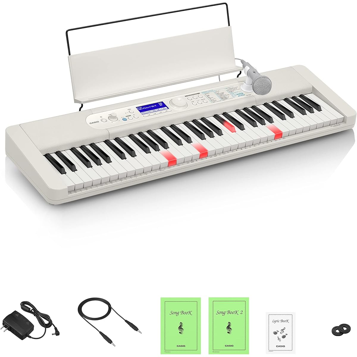 CASIO optical navigation electronic keyboard LK-520 (white) 61 keys with touch response slim design