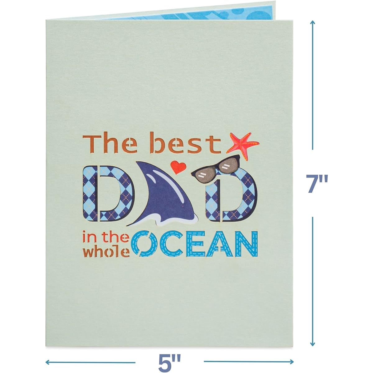 Paper Love 3D Pop Up Card Daddy Shark for Father's Day, Dad, Birthday, Any Occasion - 5" x 7" Cover - Envelope and Note Tag Included