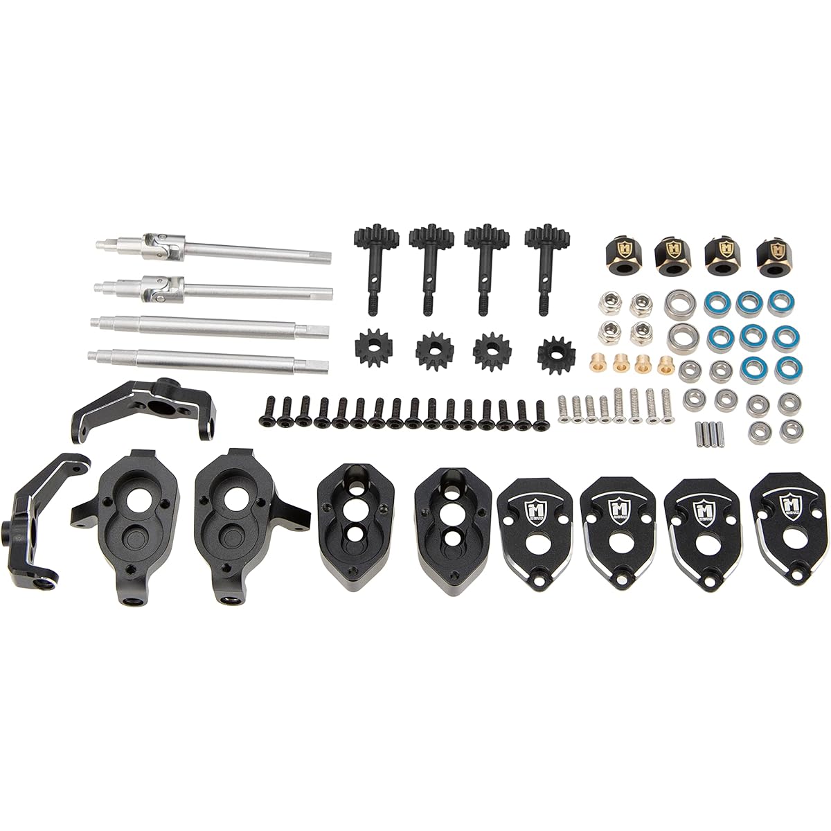 MEUS Racing Front & Rear Portal Axle DIY Kit Aluminum Straight Axle to Portal Axle Kit Ground Clearance +8.1mm 1/18 TRX4M (Aluminum Black)