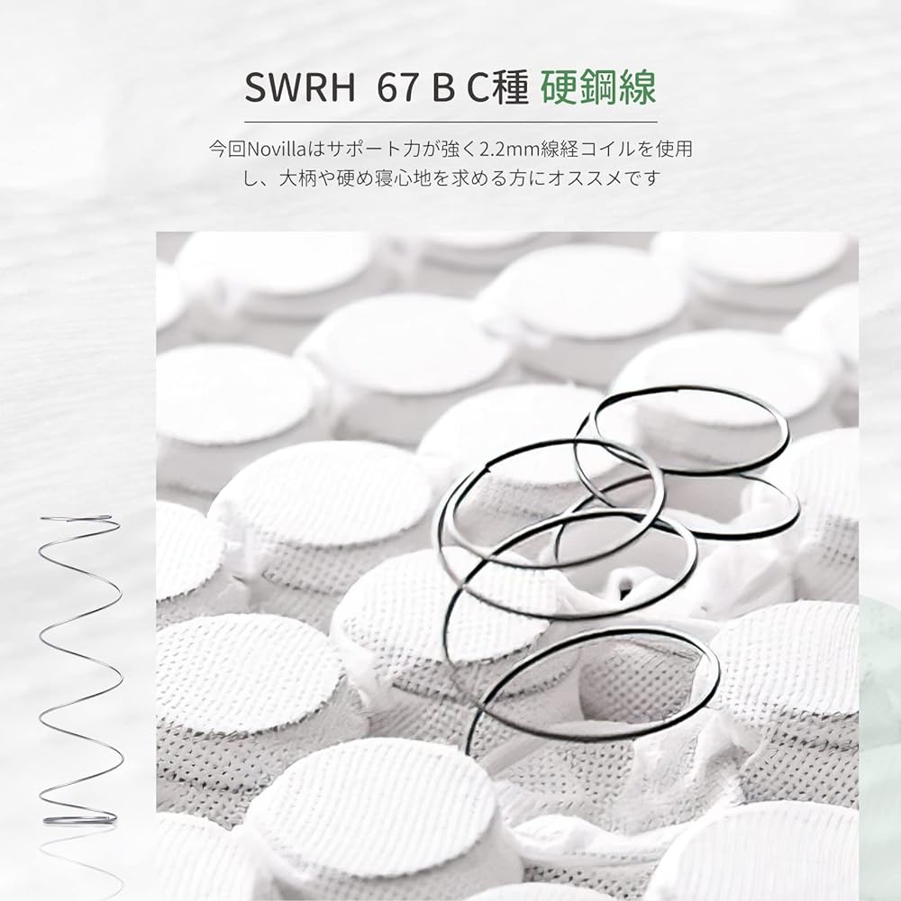 Novilla Mattress Semi-double High Resilience Pocket Coil Mattress High Density Coil Thickness 20cm Bed Mattress High Resilience Urethane Compressed Packing Breathable 10 Year Warranty (120*195*20cm)