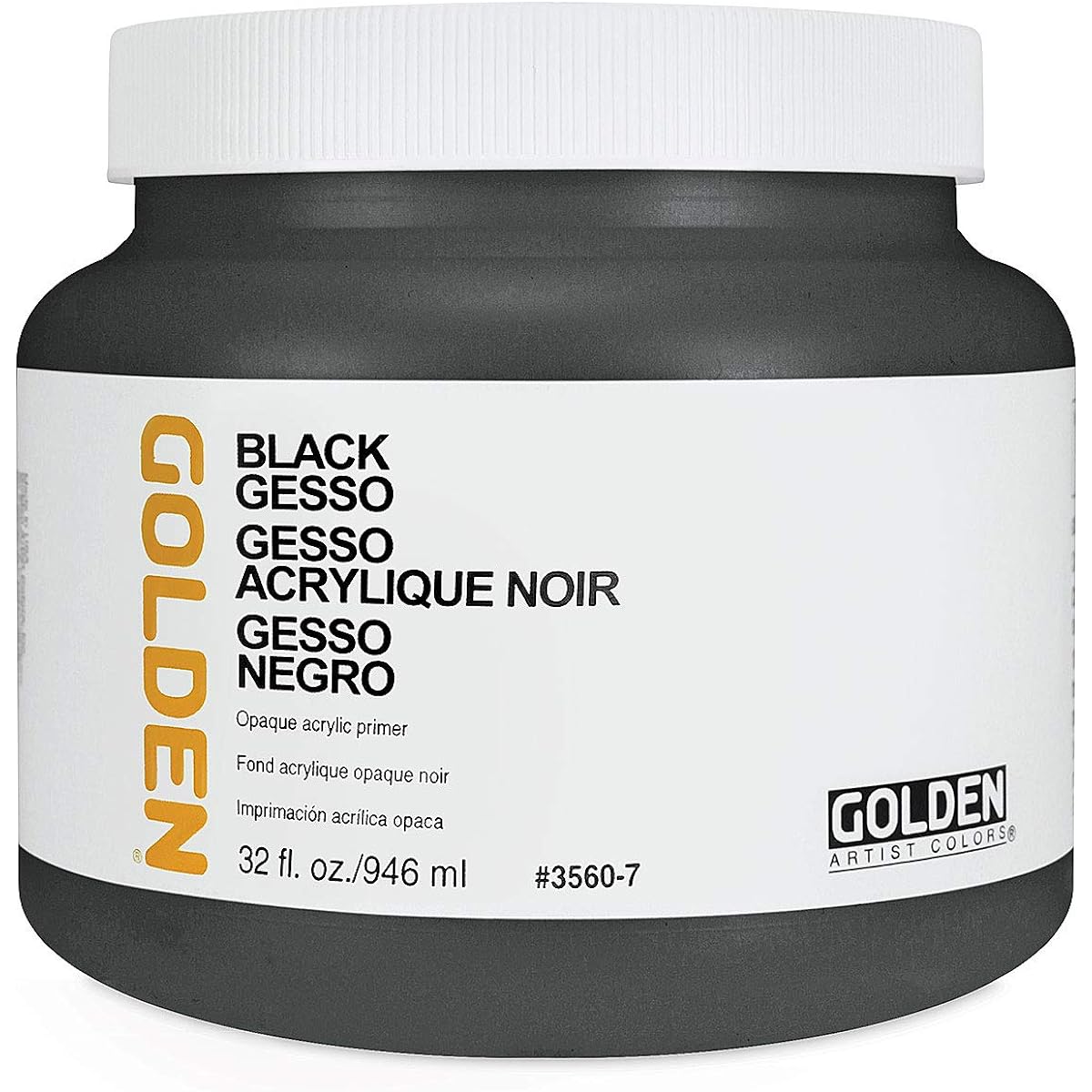 Golden Acrylic Black Gesso 128oz Jar