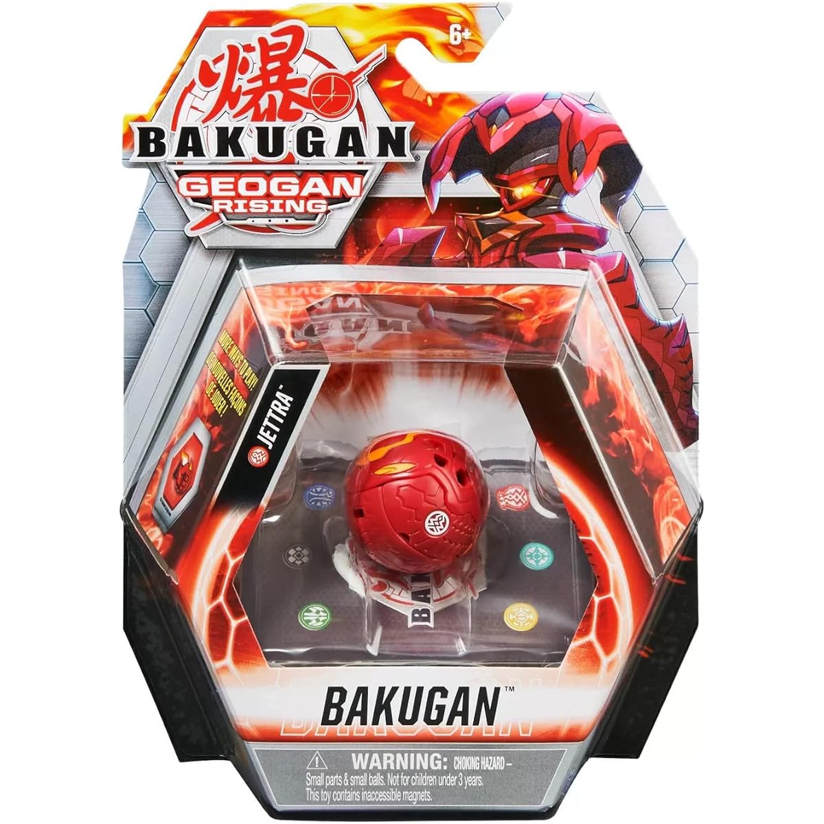 Bakugan Geogan Rising 2021 Pyrus Jettra 2" Core Collector Figure and Trading Card