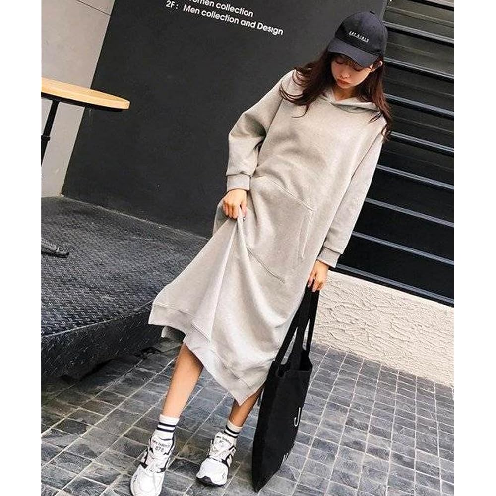 [Luxe Relax] Long Parka Loose Sweatshirt Casual Cute Warm Spring Autumn Dress Women's 04