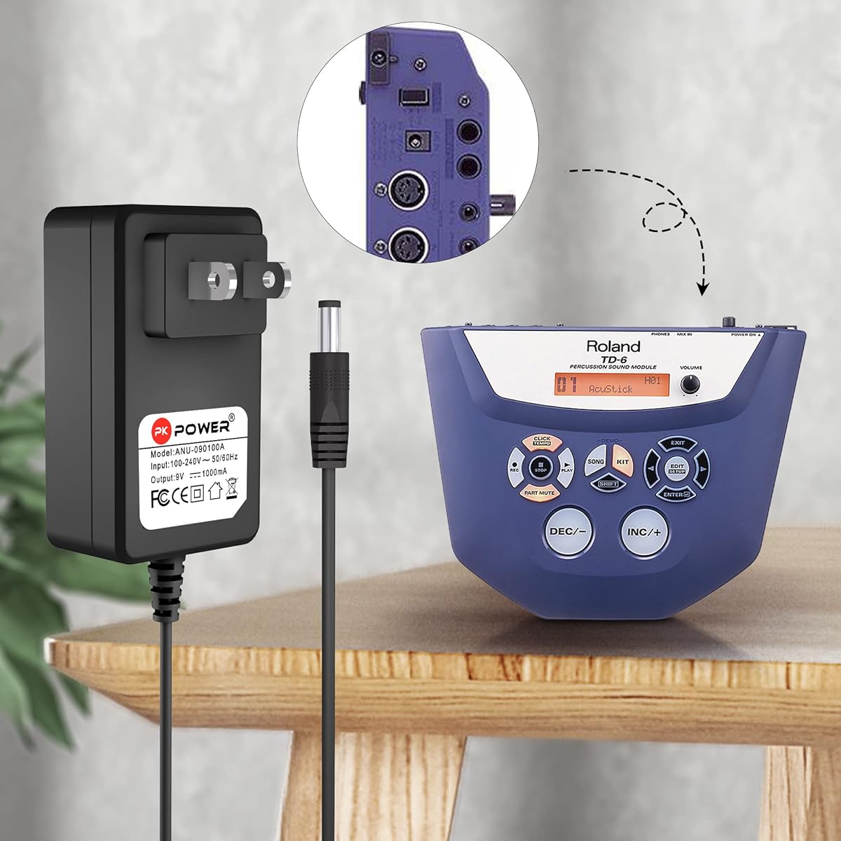 PKPOWER Power Adapter Roland GT-10 GT-10B BCB-60 BR-80 BR-800 BR-864 CP-40 CN-20 CR-1000 Multi Effect Pedal Power Cord