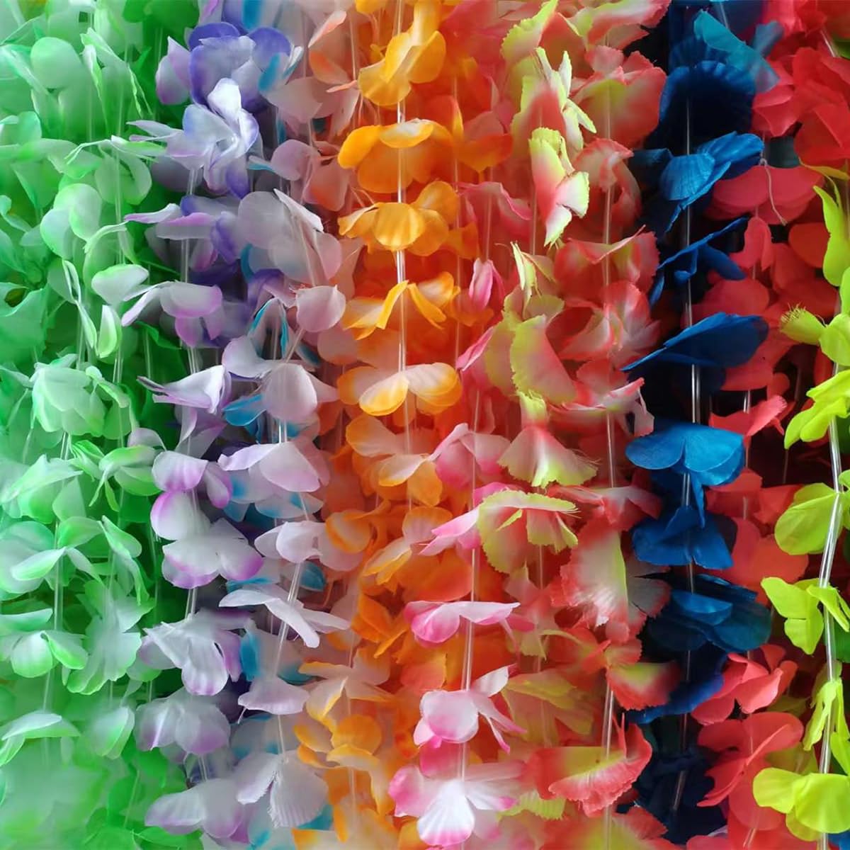 Becfupo Hawaiian Lei Necklaces 200 Pieces Bulk, Hawaiian Flower Lei Tropical Luau Lei Bulk for Hawaiian Theme Luau Party Birthday Party Decoration Wedding
