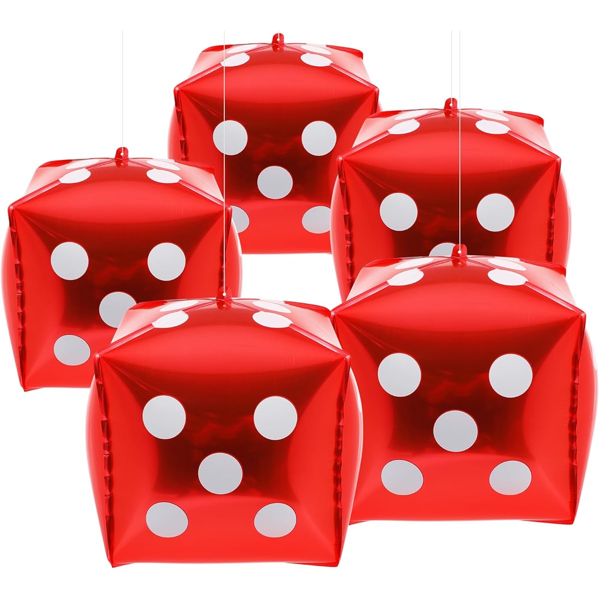 Gadpiparty Casino Party Decorations 10pcs Dice Balloons Square Aluminum Foil Balloons Fairy Balloons for Wedding Marriage Birthday Party Decoration Red Casino Theme Party Decorations