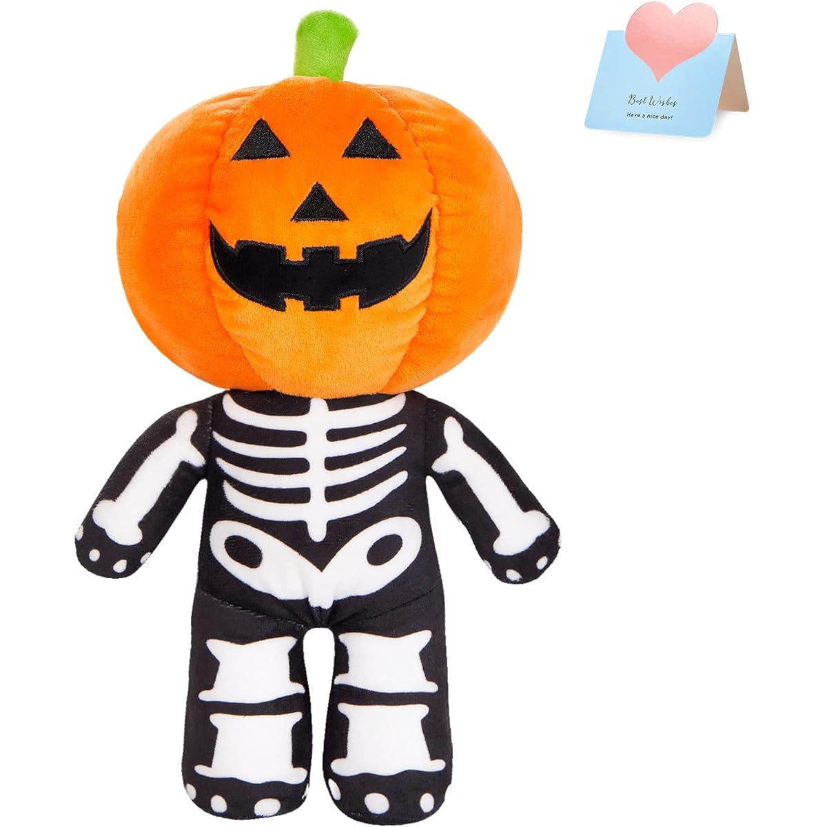 Houwsbaby Pumpkin Skeleton Stuffed Animal Horror Stuffed Pillow Halloween Doll Super Soft Stretchy Plush Decor Halloween Party Decorations 13.5"