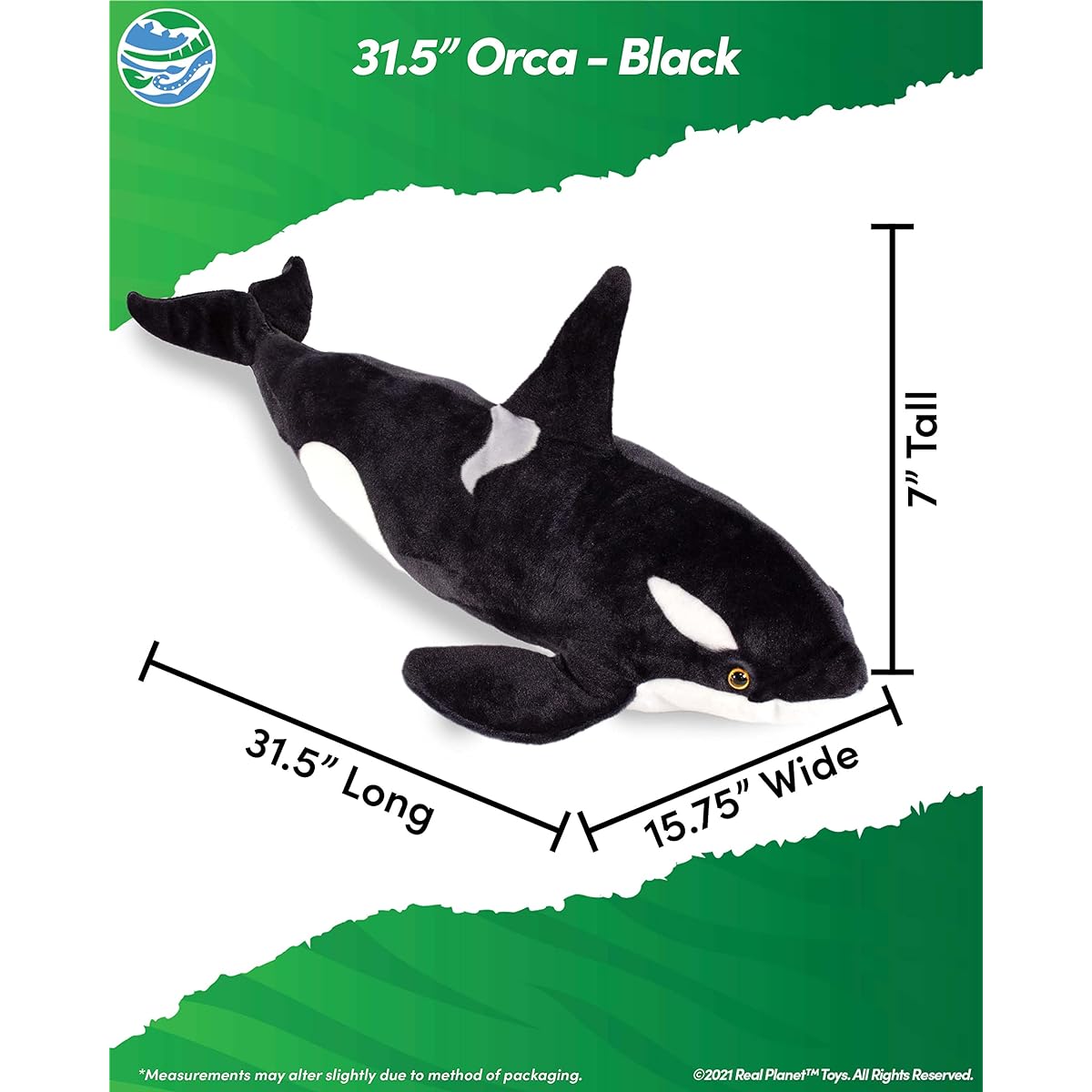 Real Planet Whale Stuffed Animal - Realistic Stuffed Animal Gift for Kids of All Ages Large Sea Orca Stuffed Animal Fun Christmas Birthday Gift (Orca 31.5")