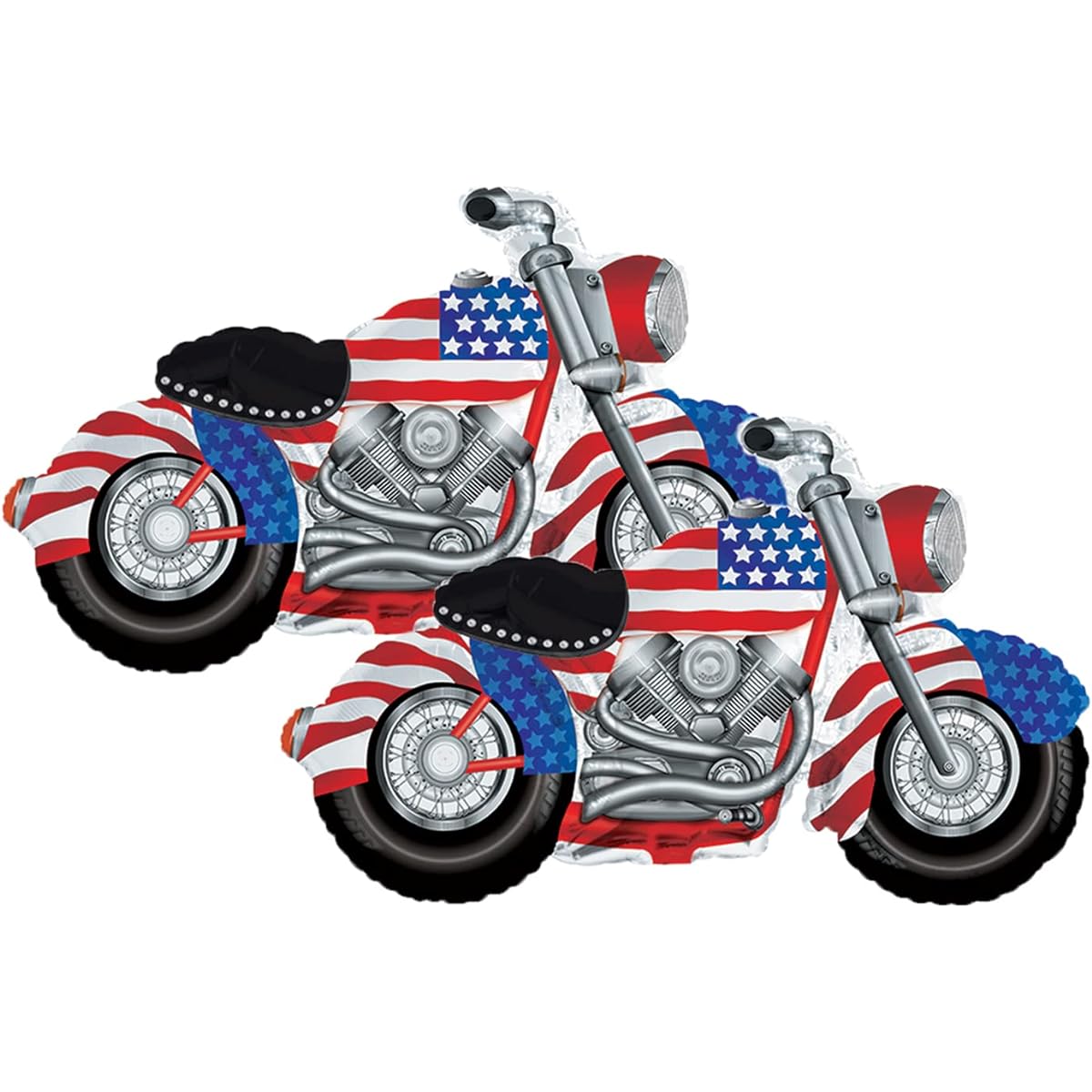 Patriotic Motorcycle 47" Foil Party Balloons Set of 2
