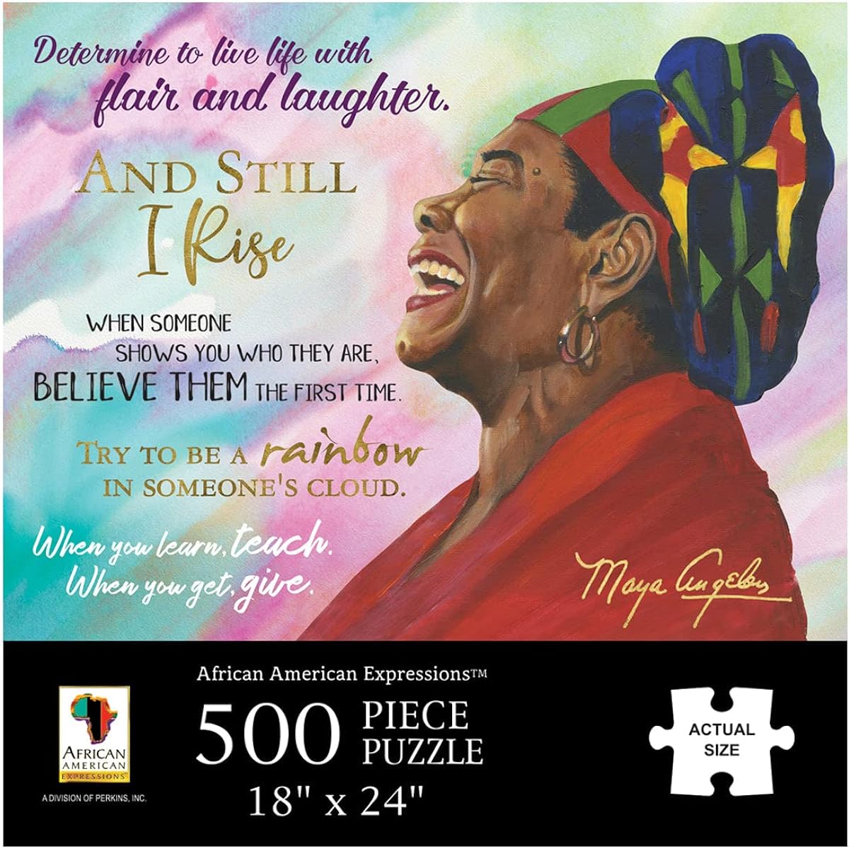 African American Expressions Maya Angelou Quote Puzzle - Important Black Figures - Inspirational Gifts for Families and Adults - 500 Piece Jigsaw Puzzle - 18 x 24