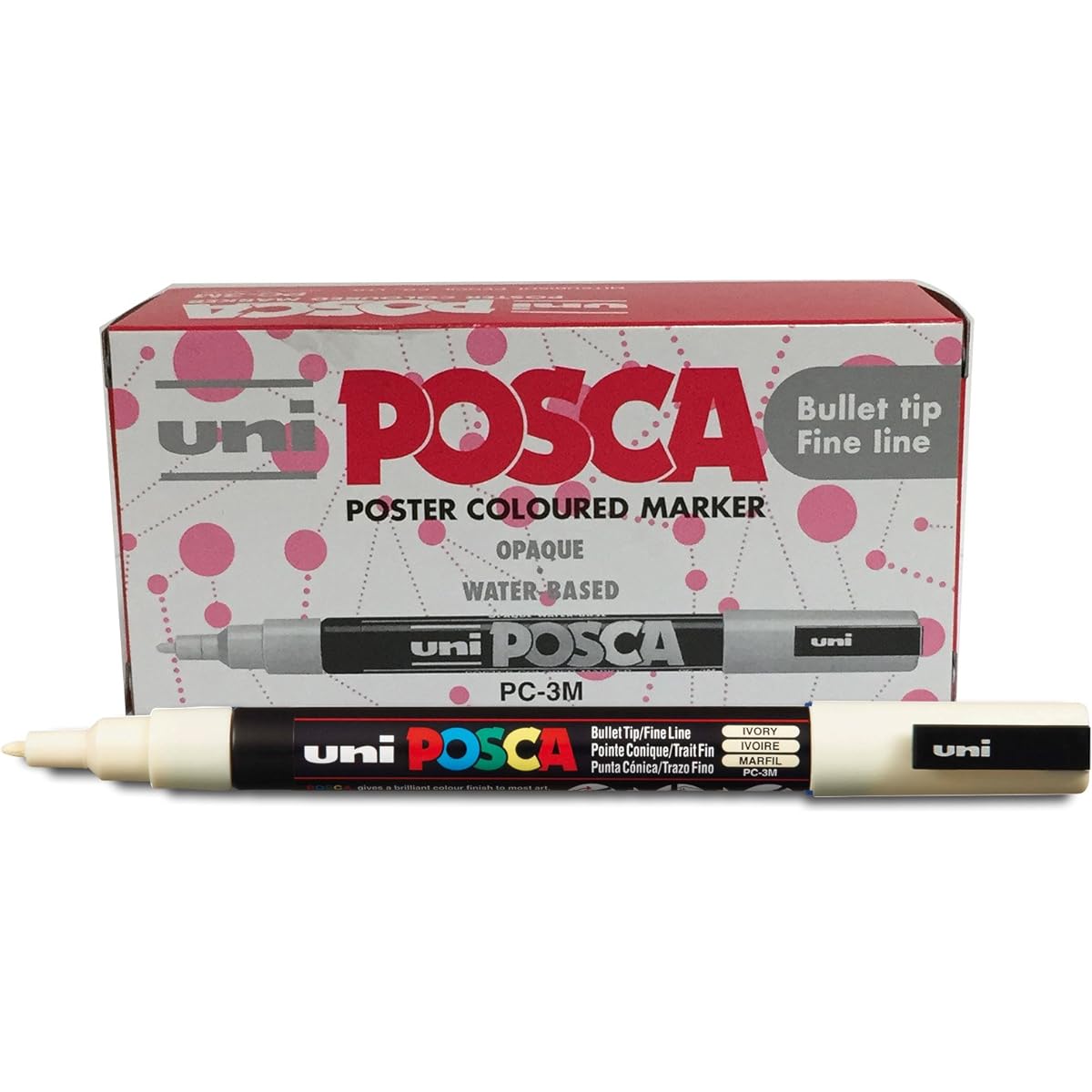uni-ball Posca PC-3M Fine Tip Marker, Ivory, Pack of 12