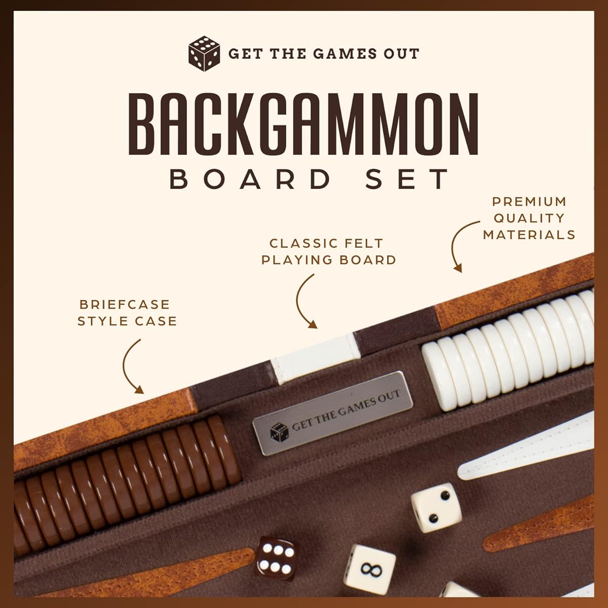 Get The Games Out Top Backgammon Set - Classic Board Game Case - Ultimate Strategy Guide and Tips - Available in Small, Medium, Large and Extra Large Sizes (X-Large, Brown)